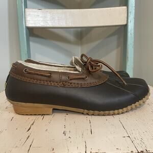 JBU Jambu Shoes Womens 9.5 Gwen Duck Faux Fur Lined Slip On JB16GWN Brown Rubber